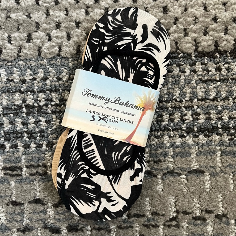 🌴 NWT Tommy Bahama Ladies’ Low-Cut Liners, 3 Pairs, Shoe Size 4 - 10.5, Neutral